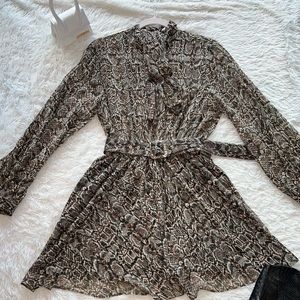 Zara - Snake print long sleeve dress with belt size M.